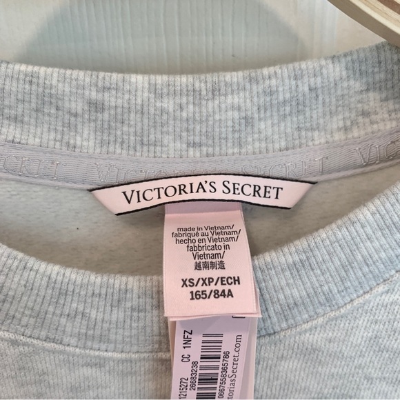 VS Snow Heather Grey Cotton Fleece Corset Crewneck Sweatshirt - Picture 10 of 12